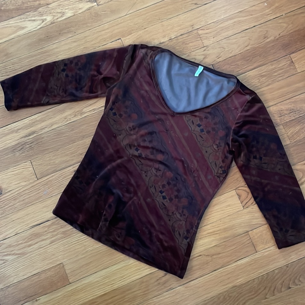 [C. C. Outlaw] Vintage Velour 3/4 Sleeve Top